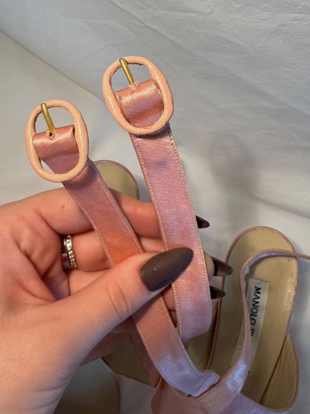 Rare Vintage Manolo Blahnik Ballet Pink Silk Heels - Picture 7 of 8